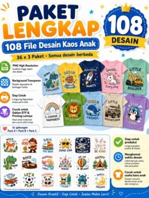 Combo Pack (Pack A+B+C) File Desain Kaos Anak